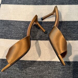 Zara Gold Women's mule kitten heels